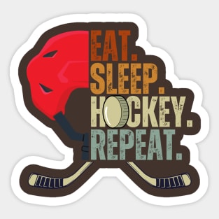 Eat Sleep Hockey Repeat Kids Adult Ice Hockey Retro Vintage Sticker